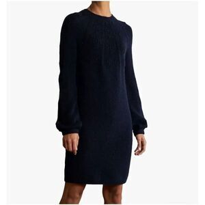 Boden Cable Knitted Jumper Dress Navy Blue Size 16/18